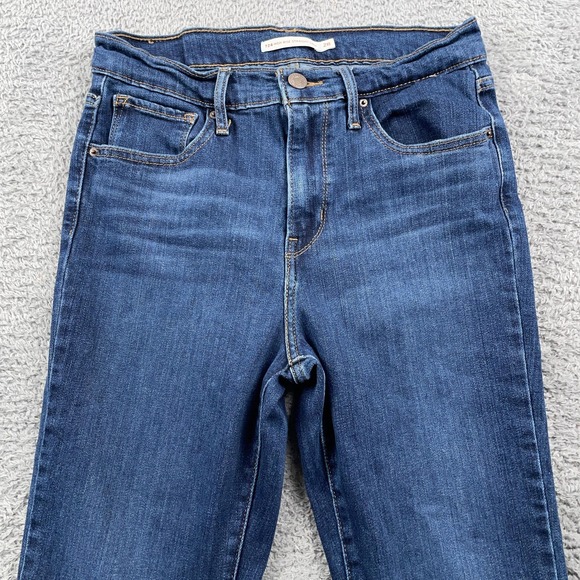 Levis 724 Jeans Womens 28 Blue High Rise Straight Crop Stretch Denim Pants - Picture 1 of 11